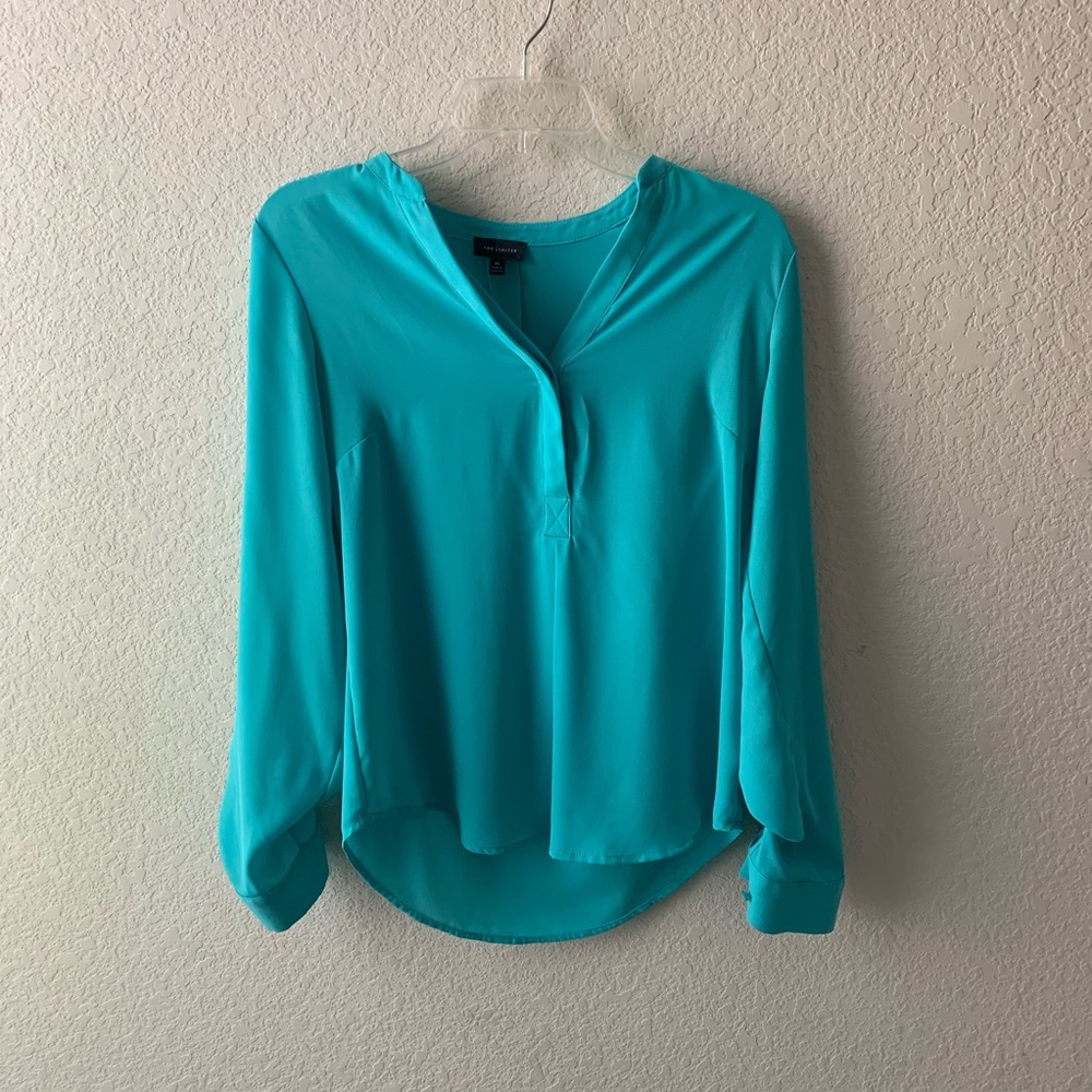 The Limited Turquoise Button Up Long Sleeve Blouse